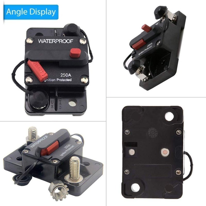 ANJOSHI 250 Amp Circuit Breaker 30A-300A with Manual Reset Waterproof Inline Fuse Inverter for Marine Trolling Motors Boat ATV Manual Power 12V-48VDC - Image 1